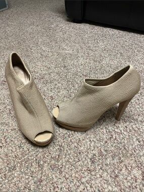 Stuart weitzman tan Peep-Toe High Heel bandage elastic Booties